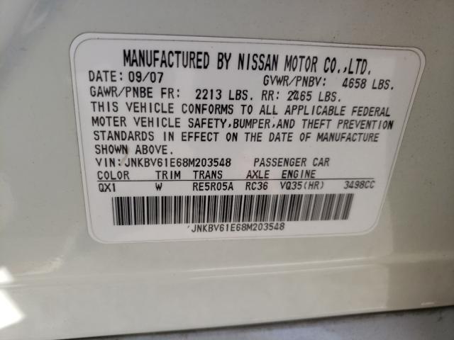 Photo 10 from auction – 2008 INFINITI G35 with VIN JNKBV61E68M203548