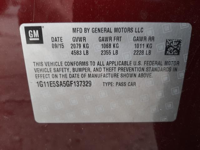Photo 10 from auction – 2016 CHEVROLET MALIBU LIM with VIN 1G11E5SA5GF137329