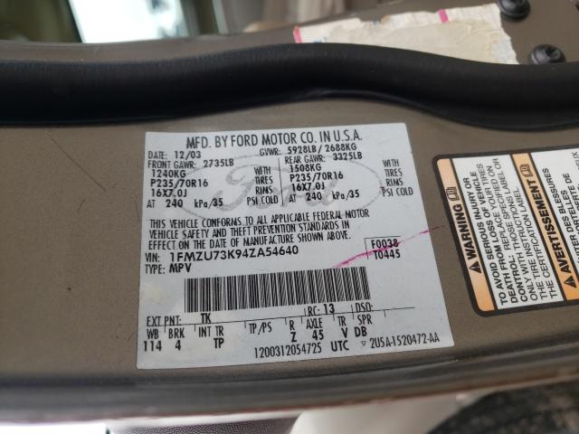 Photo 10 from auction – 2004 FORD EXPLORER X with VIN 1FMZU73K94ZA54640