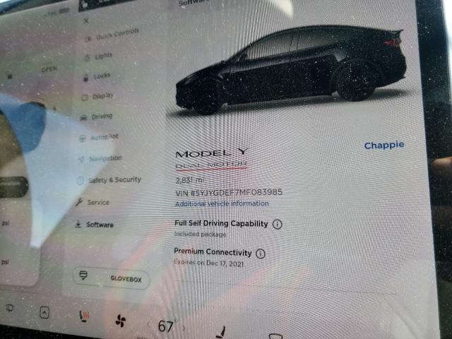 Photo 8 from auction – 2021 TESLA MODEL Y with VIN 5YJYGDEF7MF083985