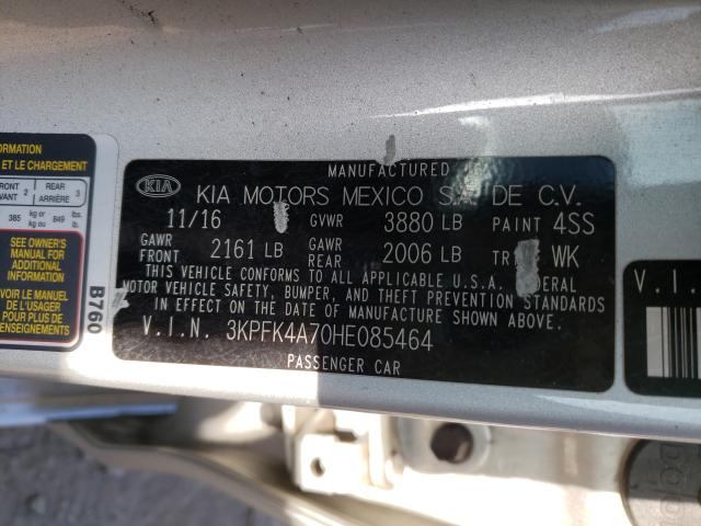 Photo 10 from auction – 2017 KIA FORTE LX with VIN 3KPFK4A70HE085464