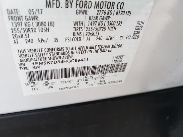 Photo 10 from auction – 2017 FORD EXPLORER X with VIN 1FM5K7D84HGC99421