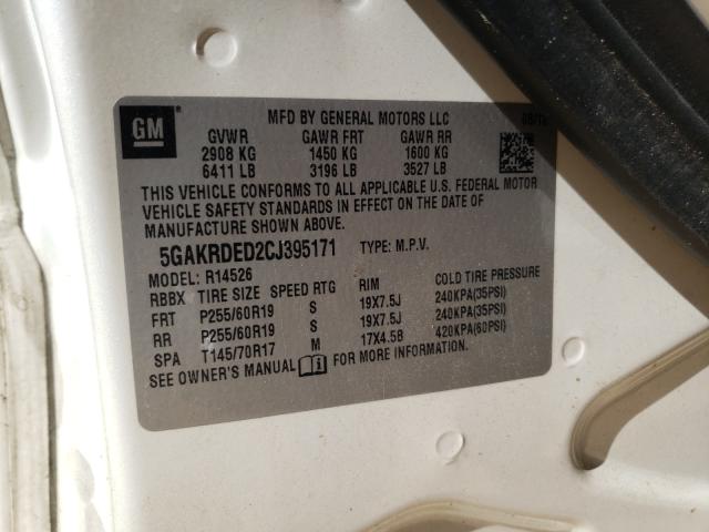 Photo 10 from auction – 2012 BUICK ENCLAVE with VIN 5GAKRDED2CJ395171