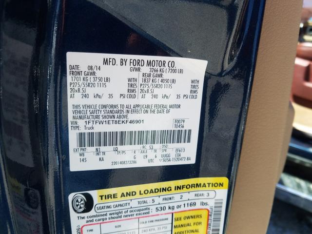 Photo 10 from auction – 2014 FORD F150 SUPER with VIN 1FTFW1ET8EKF46901