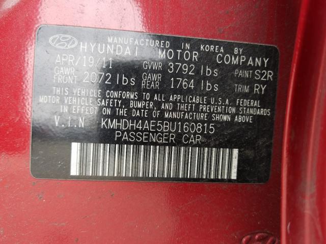 Photo 10 from auction – 2011 HYUNDAI ELANTRA GL with VIN KMHDH4AE5BU160815