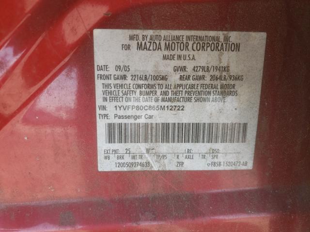 Photo 10 from auction – 2006 MAZDA 6 I with VIN 1YVFP80C865M12722