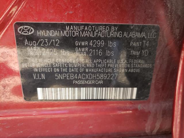 Photo 10 from auction – 2013 HYUNDAI SONATA GLS with VIN 5NPEB4ACXDH589227