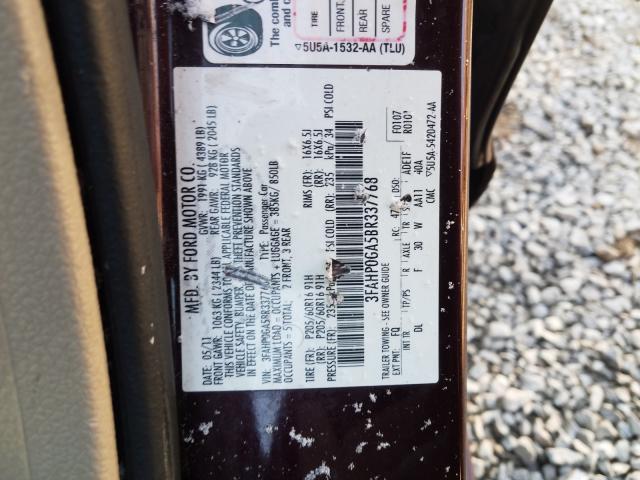 Photo 10 from auction – 2011 FORD FUSION S with VIN 3FAHP0GA5BR337768