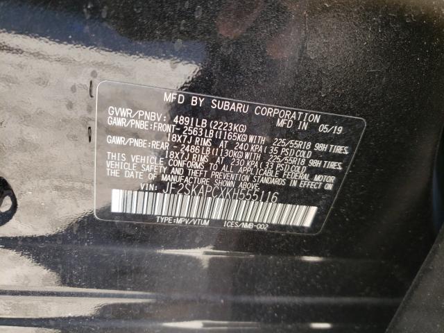 Photo 10 from auction – 2019 SUBARU FORESTER S with VIN JF2SKAPCXKH555116