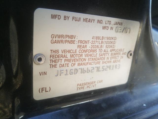 Photo 10 from auction – 2007 SUBARU IMPREZA WR with VIN JF1GD76627L524143