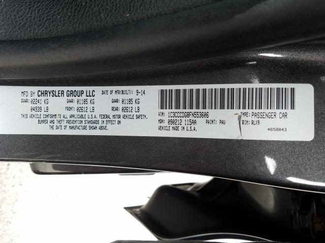 Photo 10 from auction – 2015 CHRYSLER 200 S with VIN 1C3CCCDG8FN553606