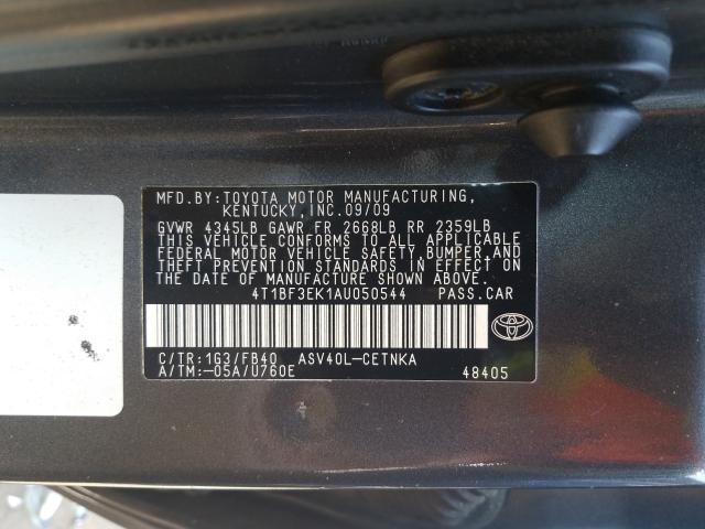 Photo 10 from auction – 2010 TOYOTA CAMRY BASE with VIN 4T1BF3EK1AU050544