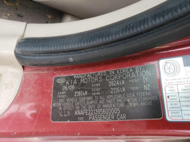 Photo 10 from auction – 2009 KIA SPECTRA EX with VIN KNAFE221395600005
