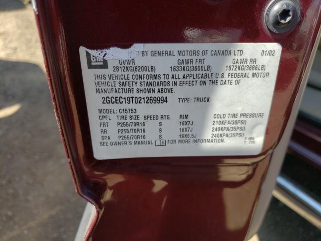 Photo 10 from auction – 2002 CHEVROLET OTHER with VIN 2GCEC19T021269994