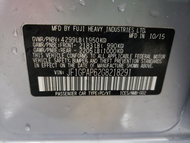 Photo 10 from auction – 2016 SUBARU IMPREZA SP with VIN JF1GPAP62G8218291