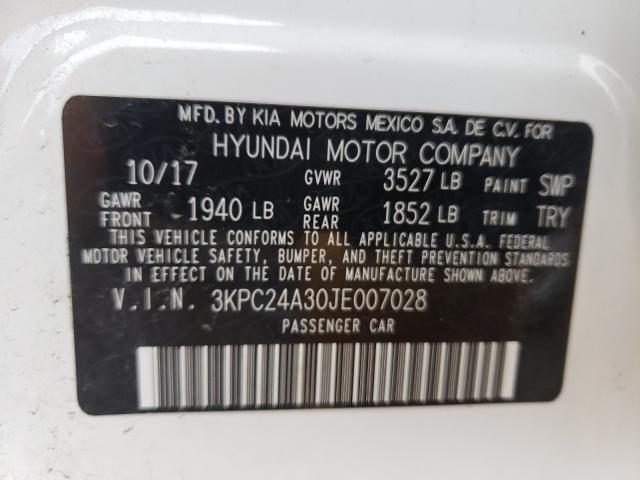 Photo 10 from auction – 2018 HYUNDAI ACCENT SE with VIN 3KPC24A30JE007028