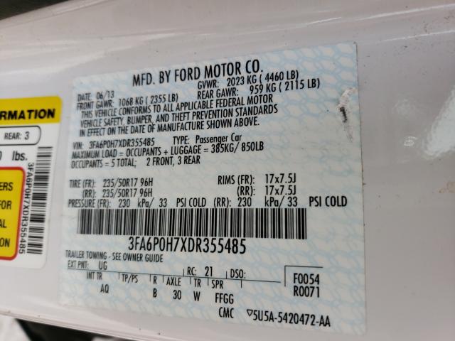 Photo 10 from auction – 2013 FORD FUSION SE with VIN 3FA6P0H7XDR355485
