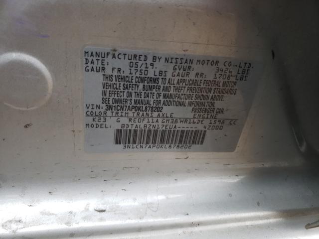 Photo 10 from auction – 2019 NISSAN VERSA with VIN 3N1CN7AP0KL878202