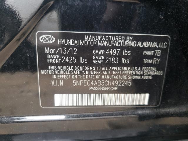 Photo 10 from auction – 2012 HYUNDAI SONATA SE with VIN 5NPEC4AB5CH492245