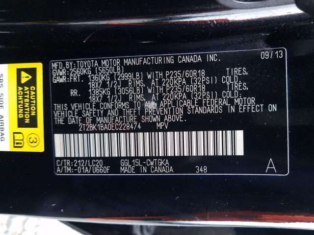Photo 10 from auction – 2014 LEXUS RX 350 BAS with VIN 2T2BK1BA0EC228474