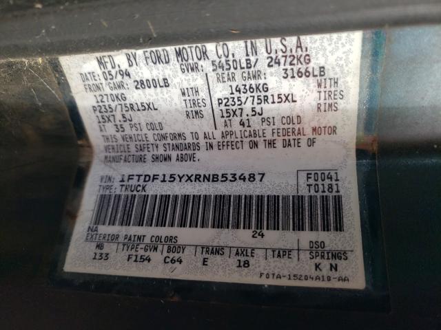 Photo 10 from auction – 1994 FORD F150 with VIN 1FTDF15YXRNB53487