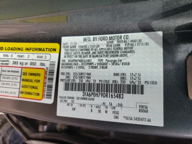 Photo 10 from auction – 2013 FORD FUSION SE with VIN 3FA6P0H79DR165483
