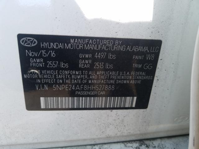 Photo 10 from auction – 2017 HYUNDAI SONATA SE with VIN 5NPE24AF8HH527888