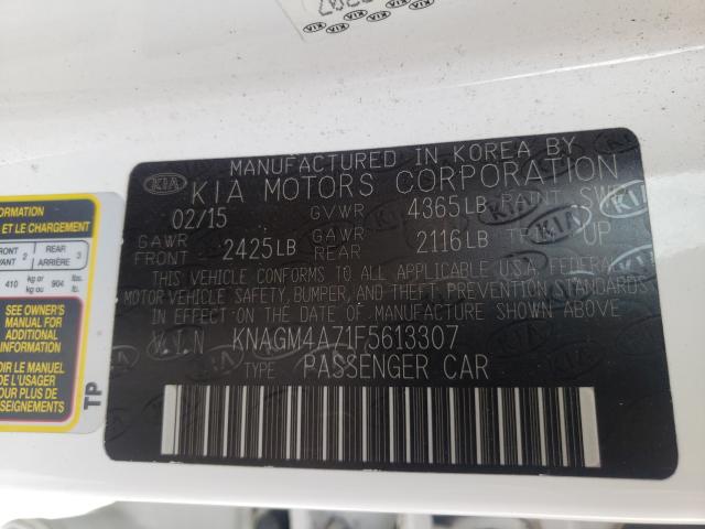 Photo 10 from auction – 2015 KIA OPTIMA LX with VIN KNAGM4A71F5613307