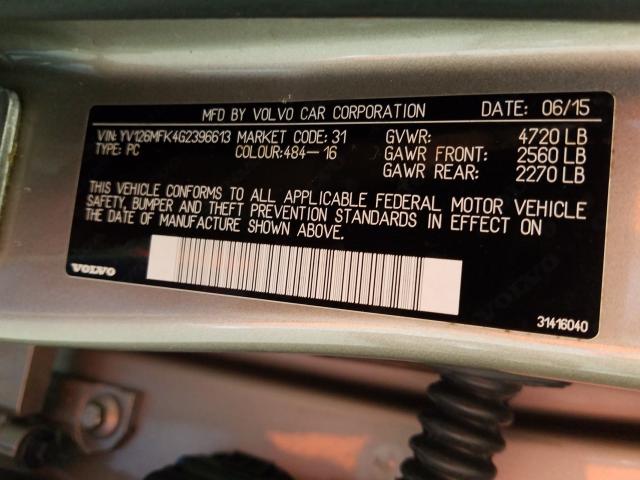 Photo 10 from auction – 2016 VOLVO S60 PREMIE with VIN YV126MFK4G2396613
