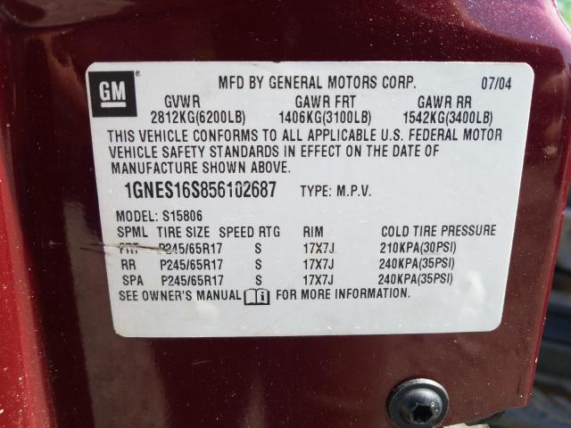 Photo 10 from auction – 2005 CHEVROLET TRAILBLAZE with VIN 1GNES16S856102687