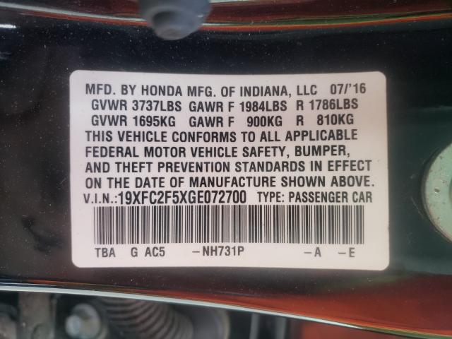Photo 10 from auction – 2016 HONDA CIVIC LX with VIN 19XFC2F5XGE072700