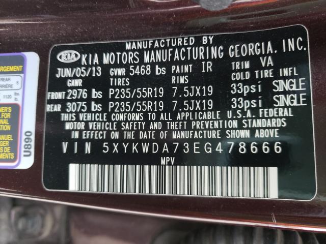 Photo 10 from auction – 2014 KIA SORENTO SX with VIN 5XYKWDA73EG478666
