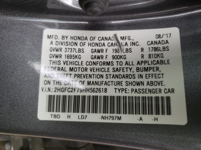 Photo 10 from auction – 2017 HONDA CIVIC EX with VIN 2HGFC2F79HH562618