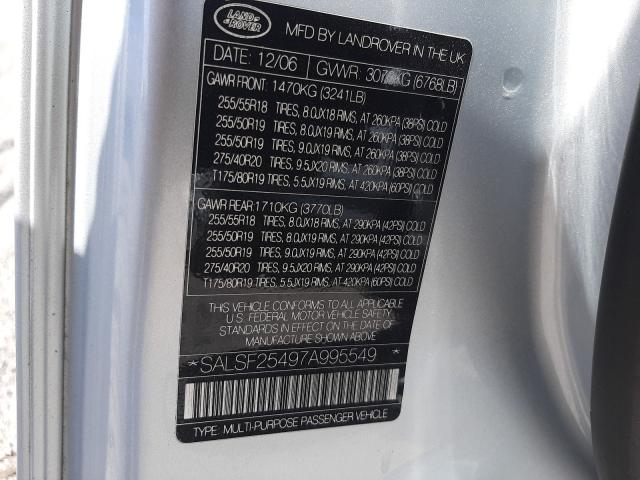 Photo 10 from auction – 2007 LAND ROVER RANGE ROVE with VIN SALSF25497A995549