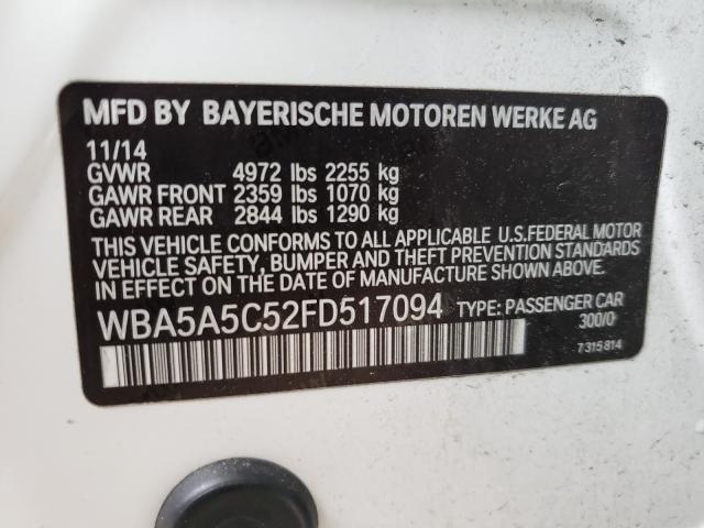 Photo 10 from auction – 2015 BMW 528 I with VIN WBA5A5C52FD517094