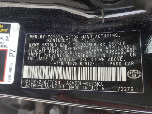 Photo 10 from auction – 2017 TOYOTA CAMRY LE with VIN 4T1BF1FK2HU699427