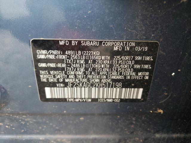 Photo 10 from auction – 2019 SUBARU FORESTER P with VIN JF2SKAGC2KH517198