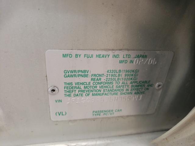 Photo 10 from auction – 2006 SUBARU FORESTER with VIN JF1SG69636H755741