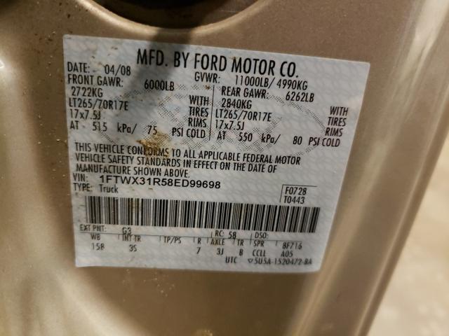 Photo 10 from auction – 2008 FORD F350 with VIN 1FTWX31R58ED99698