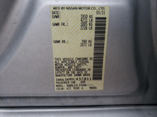 Photo 10 from auction – 2015 NISSAN ALTIMA 2.5 with VIN 1N4AL3AP9FC437811
