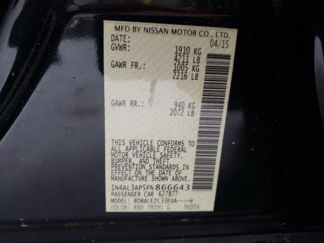 Photo 10 from auction – 2015 NISSAN ALTIMA 2.5 with VIN 1N4AL3AP5FN866643
