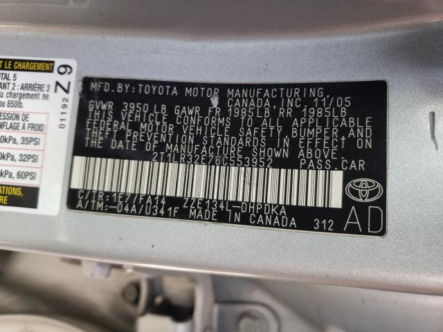 Photo 10 from auction – 2006 TOYOTA MATRIX with VIN 2T1LR32E76C553952
