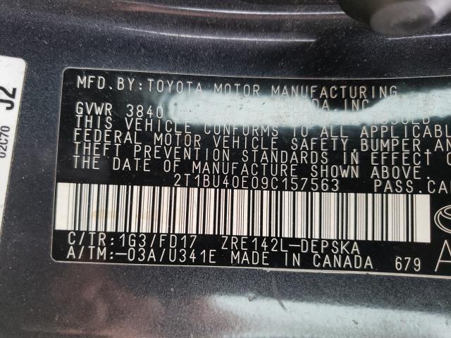 Photo 10 from auction – 2009 TOYOTA COROLLA BA with VIN 2T1BU40E09C157563