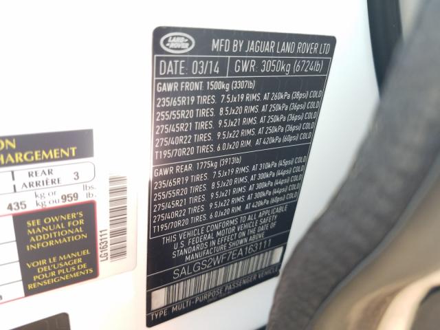 Photo 10 from auction – 2014 LAND ROVER RANGE ROVE with VIN SALGS2WF7EA163111