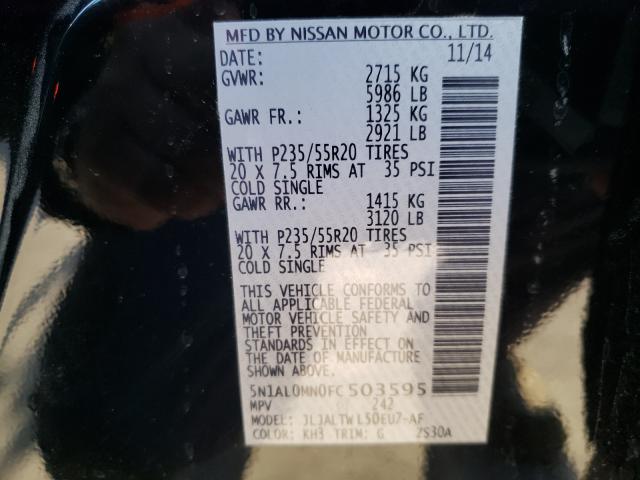 Photo 10 from auction – 2015 INFINITI QX60 with VIN 5N1AL0MN0FC503595