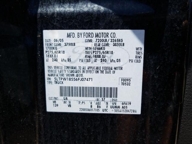 Photo 10 from auction – 2006 LINCOLN MARK LT with VIN 5LTPW18556FJ07471