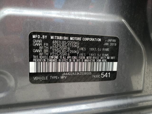 Photo 10 from auction – 2019 MITSUBISHI OUTLANDER with VIN JA4AD2A33KZ038005