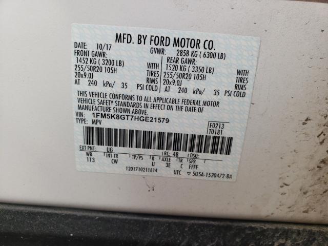Photo 10 from auction – 2017 FORD EXPLORER S with VIN 1FM5K8GT7HGE21579