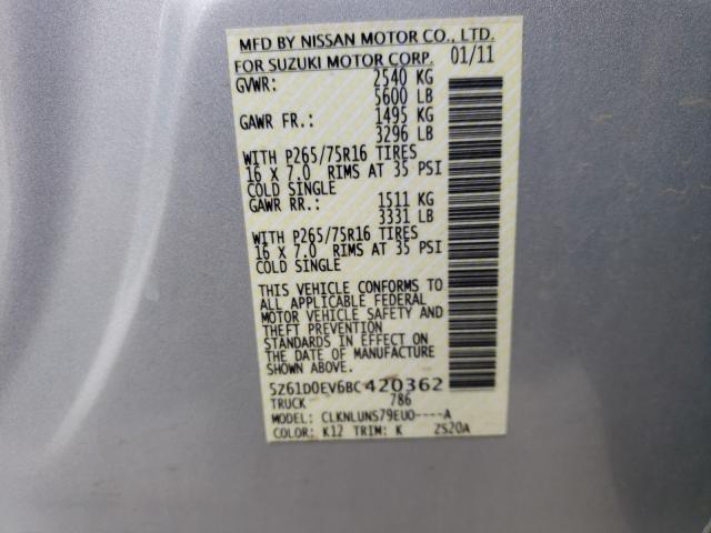 Photo 10 from auction – 2011 SUZUKI EQUATOR RM with VIN 5Z61D0EV6BC420362
