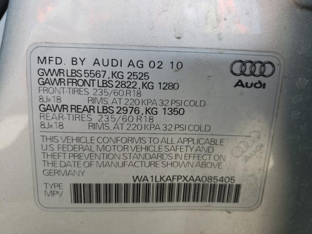 Photo 10 from auction – 2010 AUDI Q5 PREMIUM with VIN WA1LKAFPXAA085405